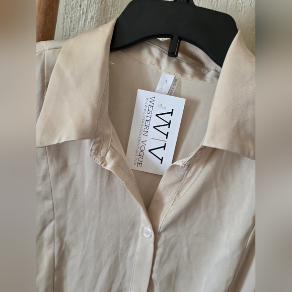 WESTERN VOGUE Boutique Western Vibes Cream Button-Up Dress - Picture 2 of 3